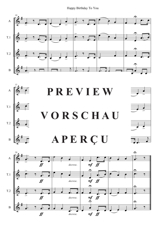 Produktgalerie: Seite 3 von 3 Happy Birthday To You , , (Saxophon Quartett ATTB)