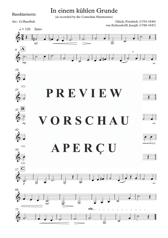 Produktgalerie: Seite 8 von 8 In einem kühlen Grunde, , Klarinettenquartett