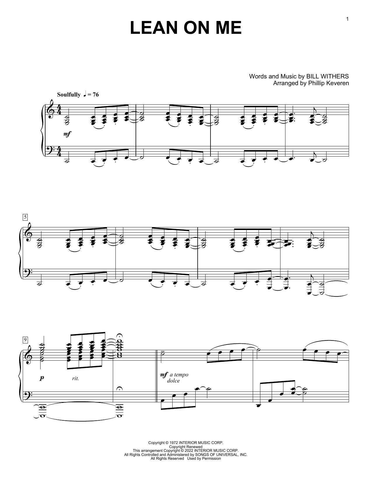 Product picture to: Lean On Me (arr. Phillip Keveren)