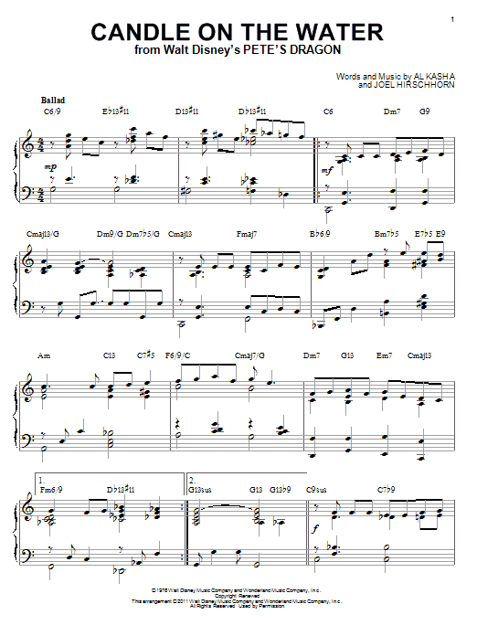 Product gallery: Page 1 of 1 Candle On The Water (from Pete's Dragon) [Jazz version] (arr. Brent Edstrom), Helen Reddy