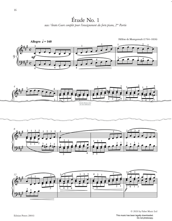 Produktgalerie: Seite 1 von 1 Étude No. 1, Hélène de Montgeroult, Klavier