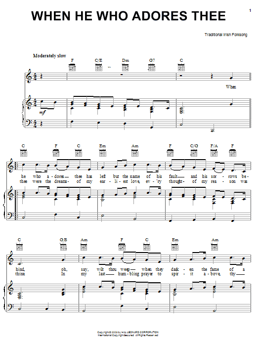 Product gallery: Page 1 of 1 When He Who Adores Thee, Irish Folksong