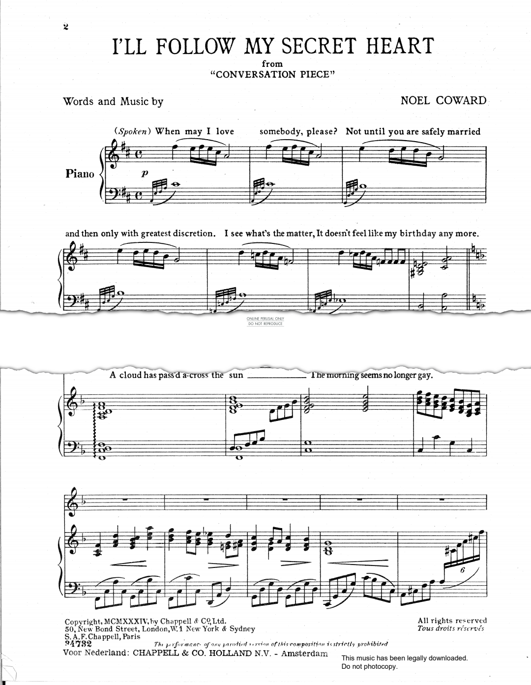 Produktbild zu: I'll Follow My Secret Heart (from 'Conversation Piece')