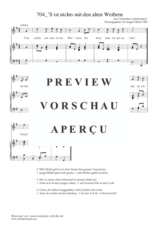 Product picture to:  ist nichts mit den alten Weibern Aus "Deutsches Liederlexikon" A. Härtel (1865)