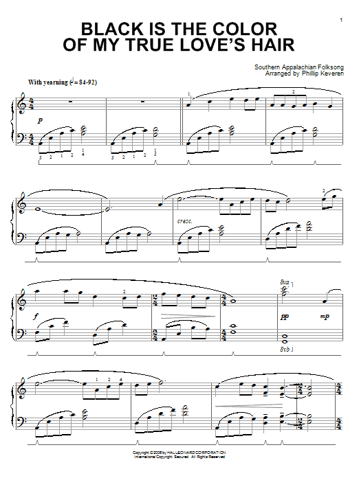 Produktbild zu: Black Is the Color Of My True Love's Hair (arr. Phillip Keveren)