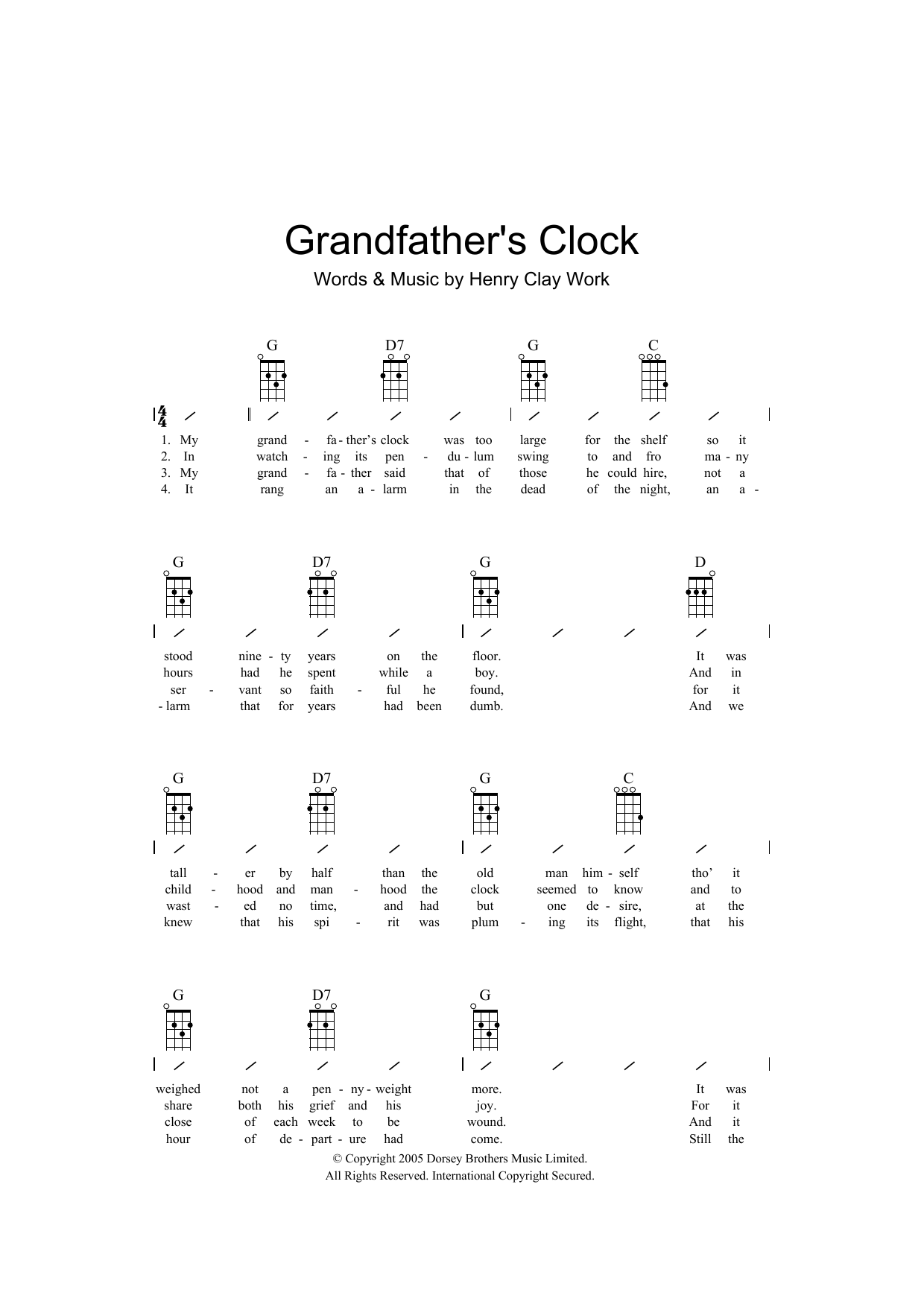 Product gallery: Page 1 of 1 Grandfather's Clock, Henry Clay Work