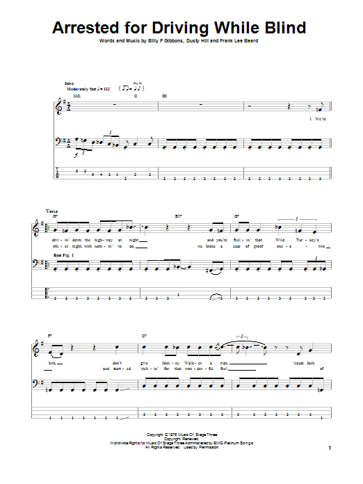 Produktgalerie: Seite 1 von 1 Arrested For Driving While Blind, ZZ Top, E-Bass