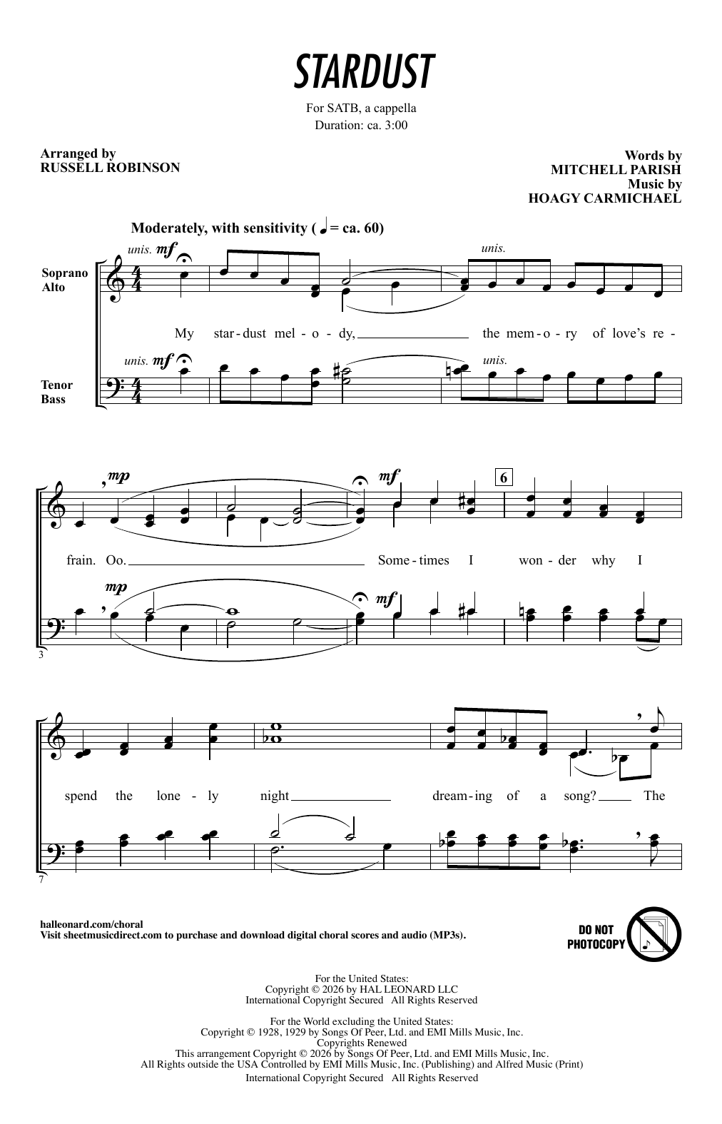 Product picture to: Stardust (arr. Russell Robinson)