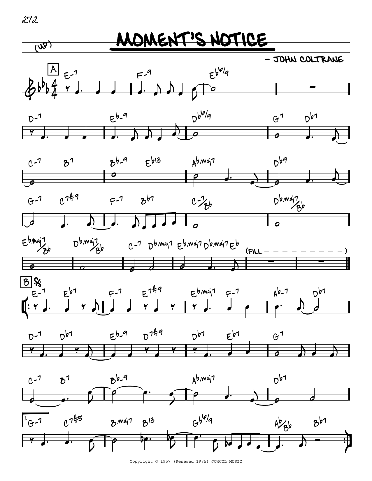Product picture to: Moment's Notice [Reharmonized version] (arr. Jack Grassel)