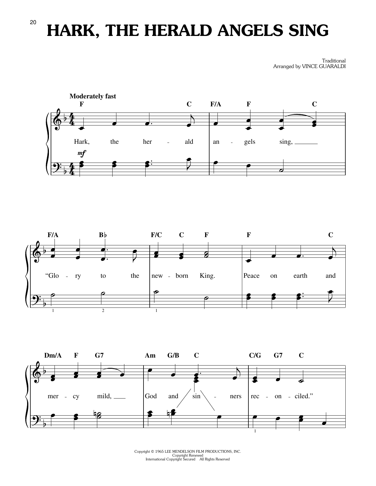 Produktgalerie: Seite 1 von 1 Hark, The Herald Angels Sing (from A Charlie Brown Christmas), Vince Guaraldi, Klavier