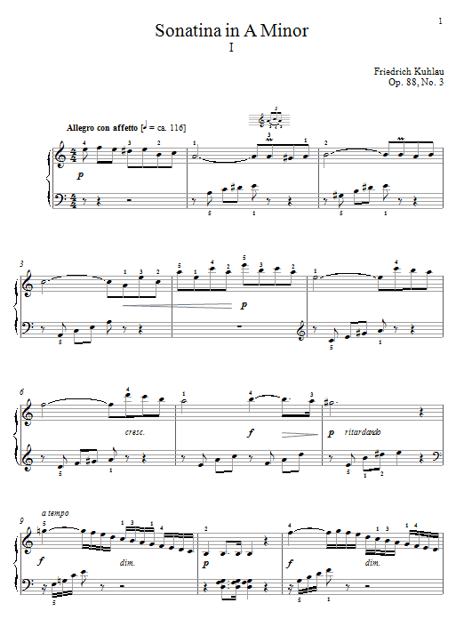 Product gallery: Page 1 of 1 Sonatina In A Minor, Op. 88, No. 3, Friedrich Kuhlau