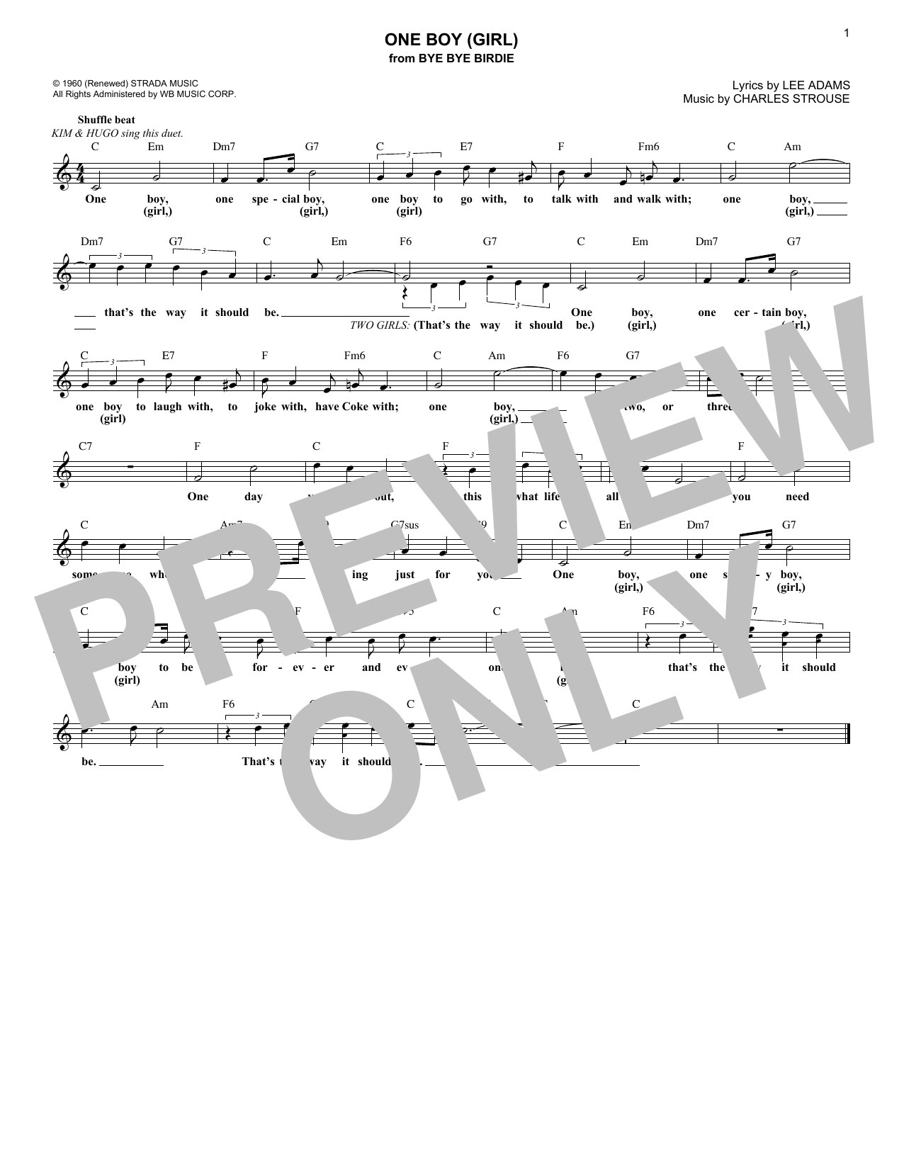 Produktbild zu: One Boy (Girl) (from Bye Bye Birdie)