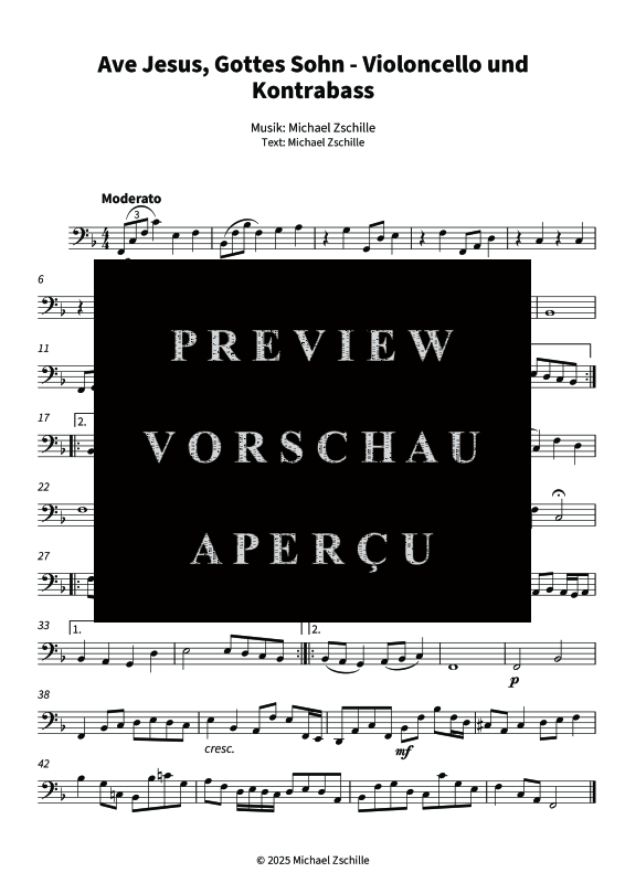 gallery: Ave Jesus, Gottes Sohn, , (violoncello/contrabass single part)