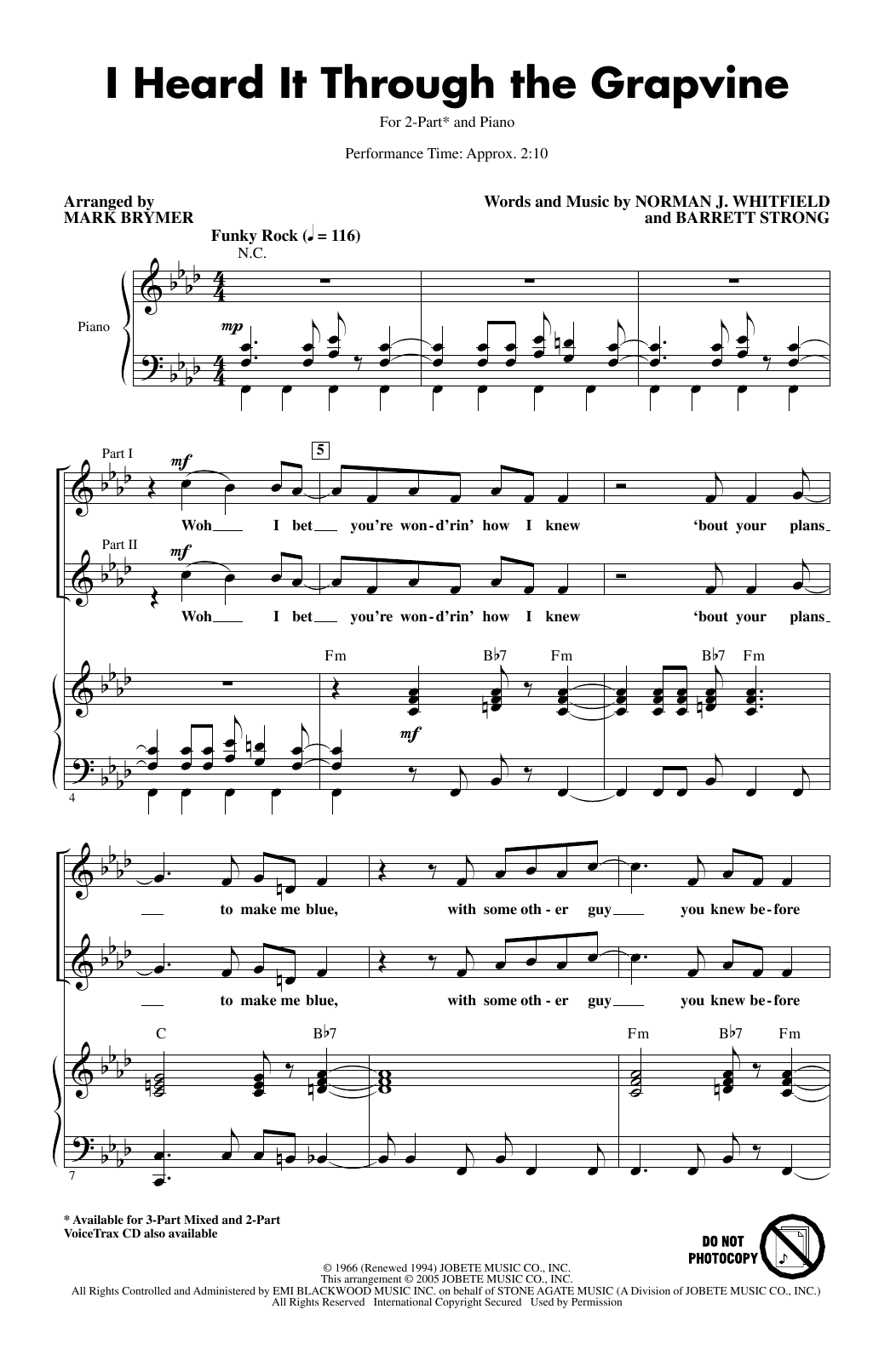 Produktgalerie: Seite 1 von 1 I Heard It Through The Grapevine (arr. Mark Brymer), Marvin Gaye, Chor