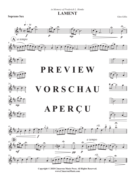 Product gallery: Page 6 of 6 Lament , , (soprano saxophone + piano)