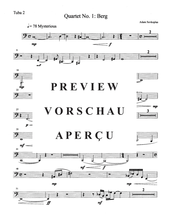 Product gallery: Page 19 of 20 Quartet No. 1: Berg , , (tuba quartet 2x trombone +2x tuba)