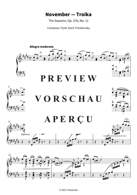 Product gallery: Page 4 of 10 November - Troika - The Seasons, Op. 37b, No. 11 , , Piano Solo