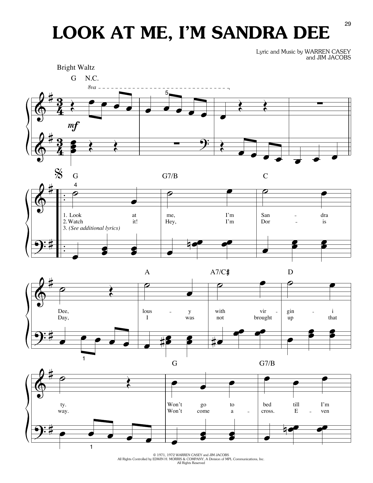 Produktgalerie: Seite 1 von 1 Look At Me, I'm Sandra Dee (from Grease), Olivia Newton-John, Klavier