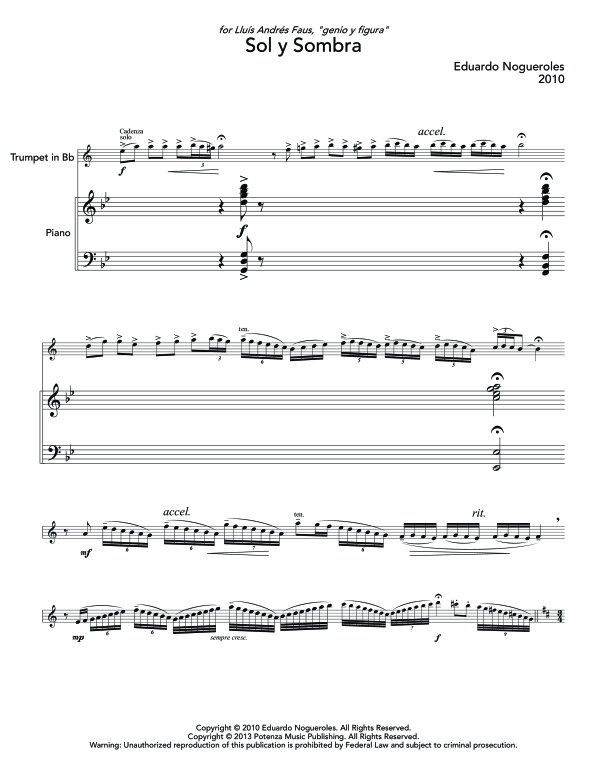 Produktgalerie: Seite 1 von 11 Sol y Sombra, , (Trompete in B und Klavier)