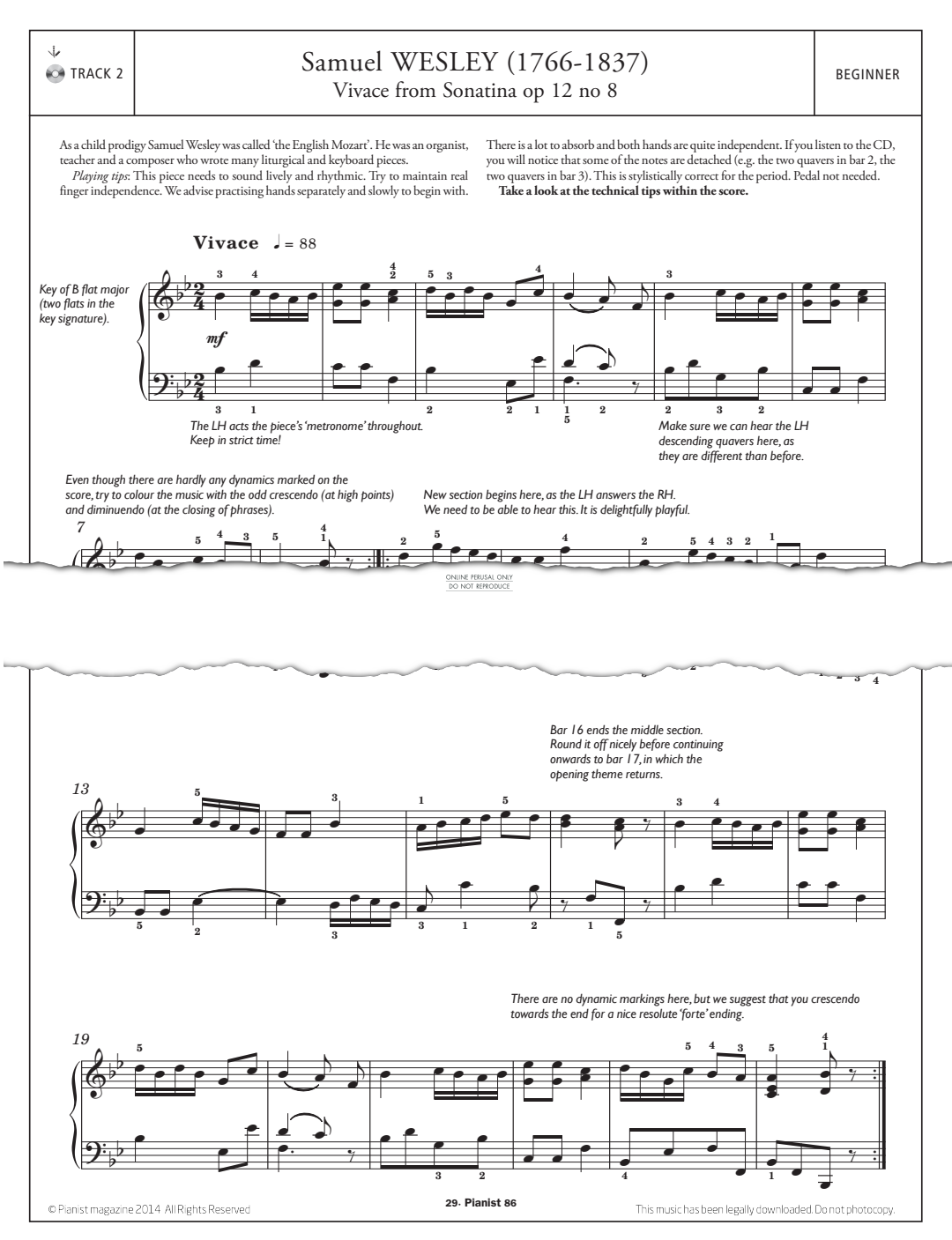 Product gallery: Page 1 of 1 Vivace (from 'Sonatina Op.12, No.8'), Samuel Wesley