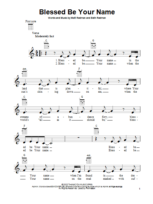 Product gallery: Page 1 of 1 Blessed Be Your Name, Matt Redman
