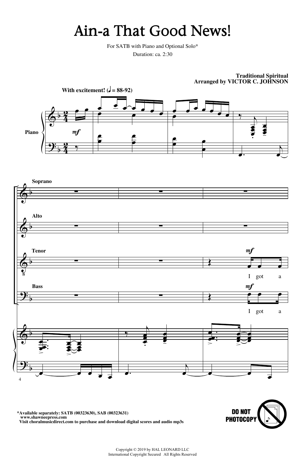 Product picture to: Ain'a That Good News! (arr. Victor C. Johnson)
