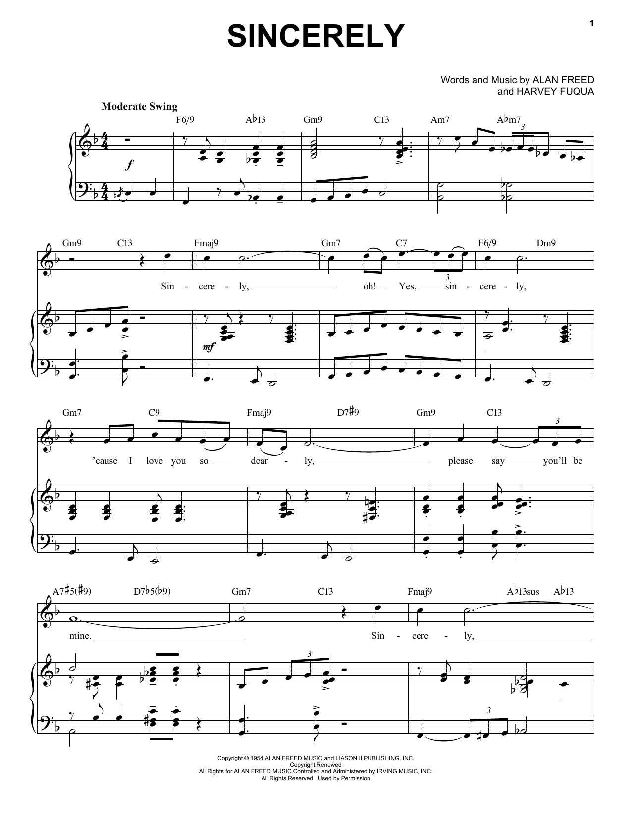 Product picture to: Sincerely [Jazz version] (arr. Brent Edstrom)