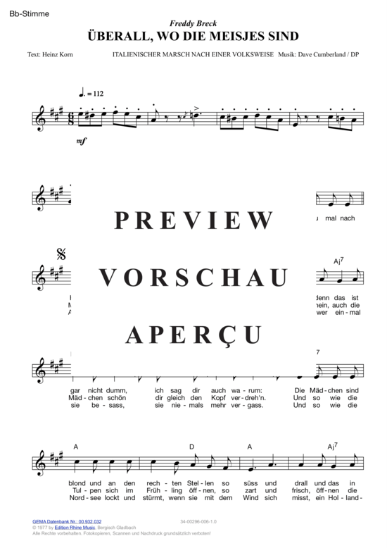 Produktgalerie: Seite 5 von 11 Überall, wo die Meisjes sind , Breck, Freddy, (Melodie-Stimmen in C/B/Es)