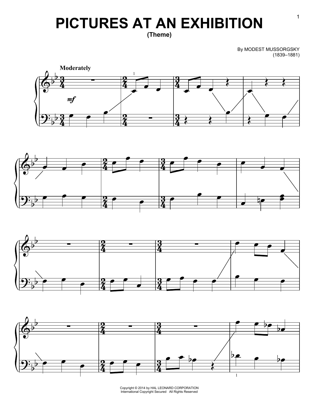Produktgalerie: Seite 1 von 1 Theme-Pictures At An Exhibition, Modest Mussorgsky, Klavier