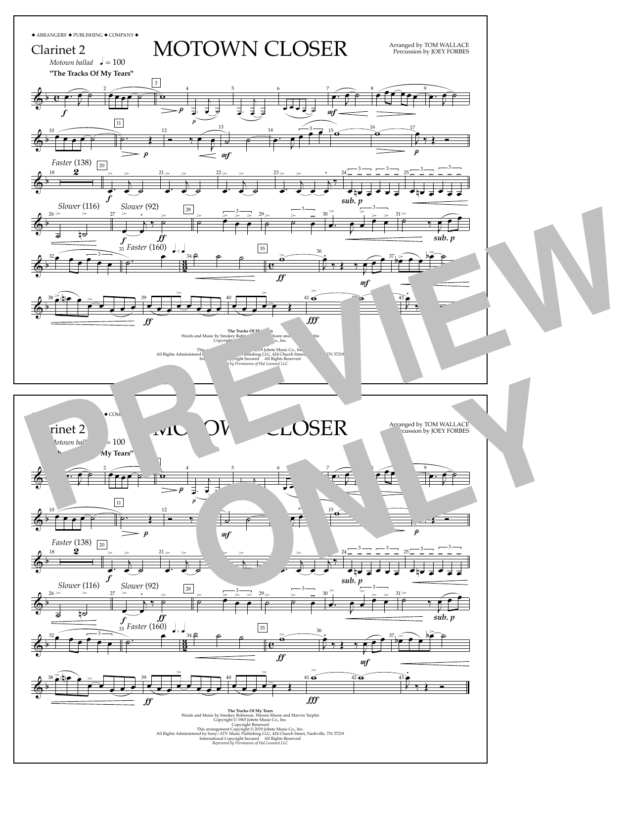 Produktbild zu: Motown Closer (arr. Tom Wallace) - Clarinet 2