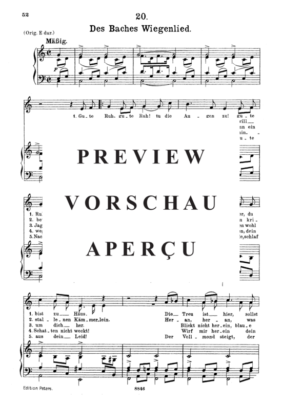 gallery: Des Baches Wiegenlied, D.795-20 (Die Schöne Müllerin) , ,  (Gesang mittel + Klavier)