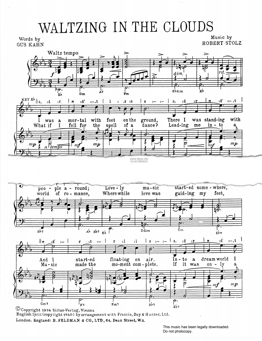 Product gallery: Page 1 of 1 Waltzing In The Clouds, Robert Stolz