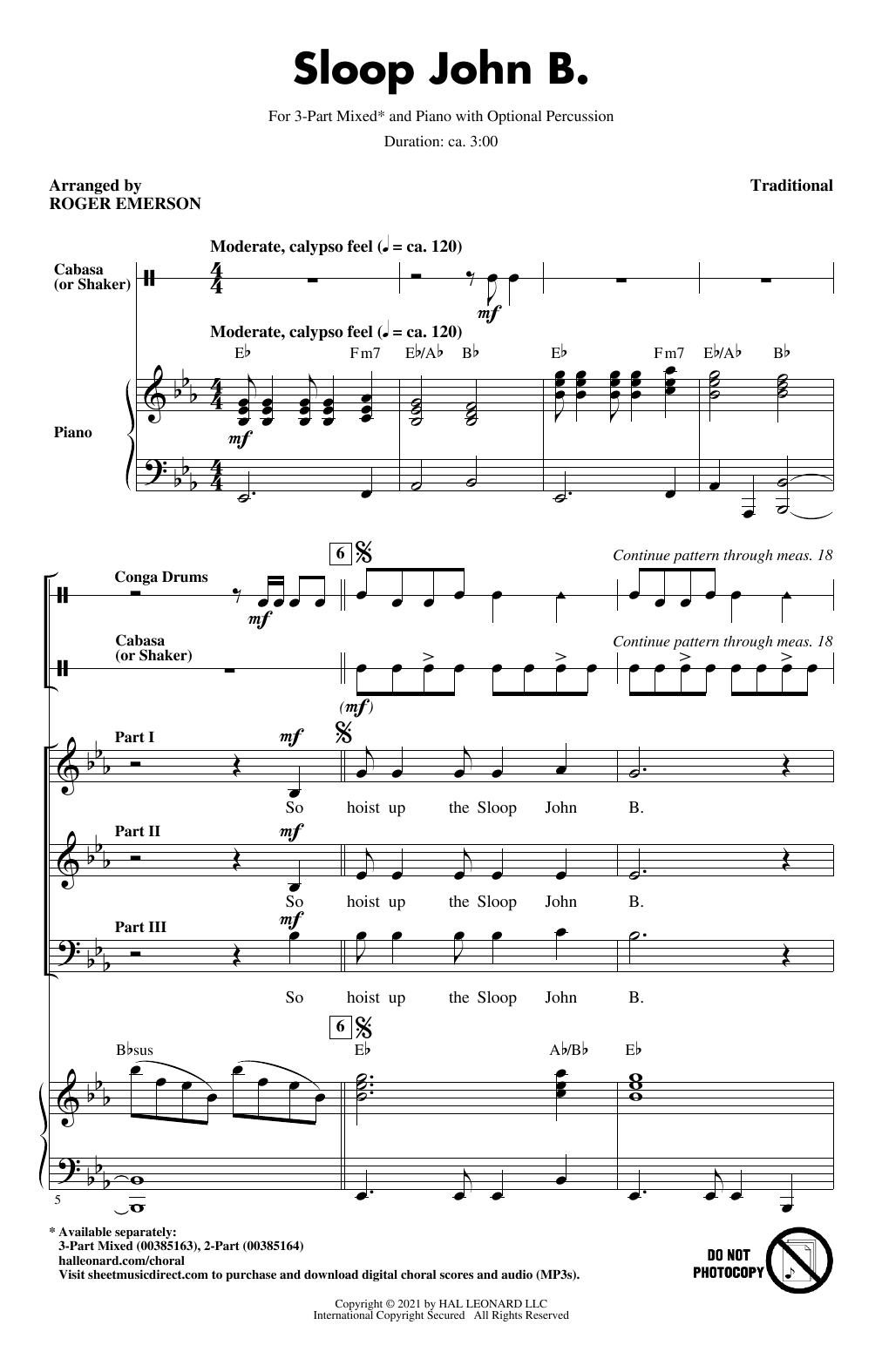 Produktgalerie: Seite 1 von 1 Sloop John B. (arr. Roger Emerson), Traditional, Chor