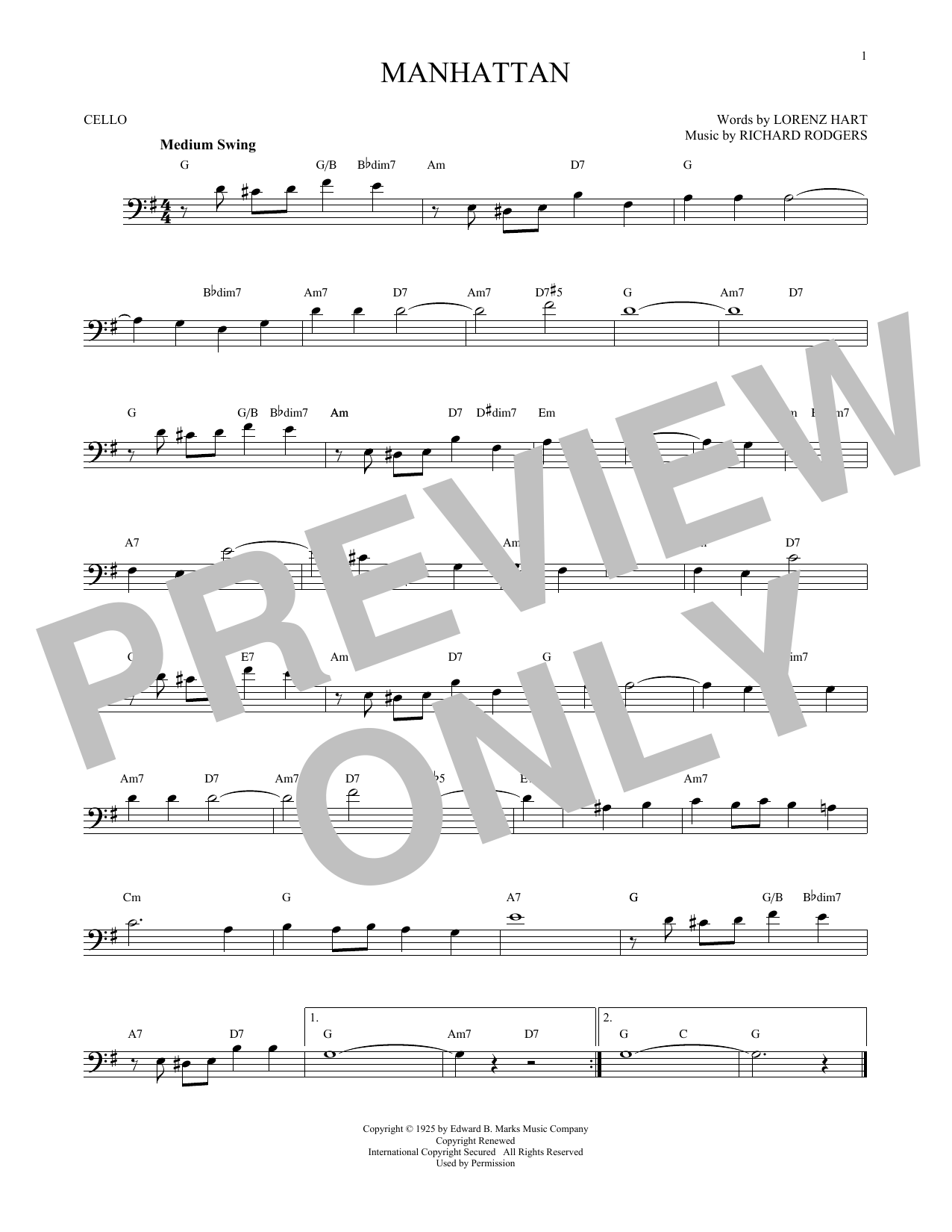 Produktgalerie: Seite 1 von 1 Manhattan, Rodgers & Hart, Violoncello