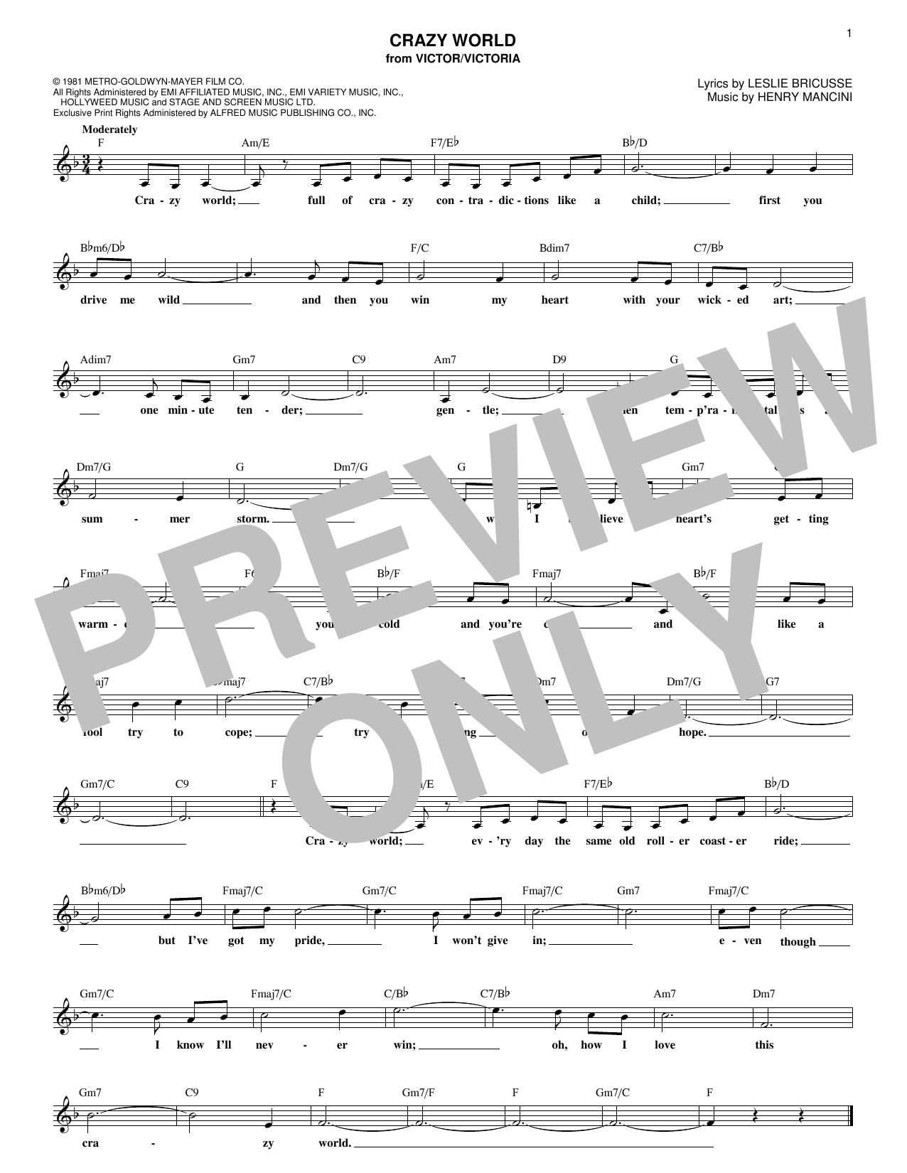 Product gallery: Page 1 of 1 Crazy World, Henry Mancini