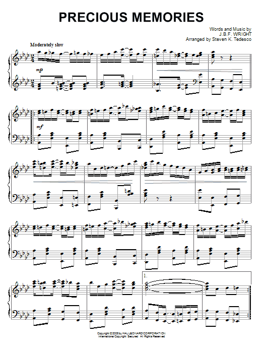 Product gallery: Page 1 of 1 Precious Memories [Ragtime version], Steven Tedesco