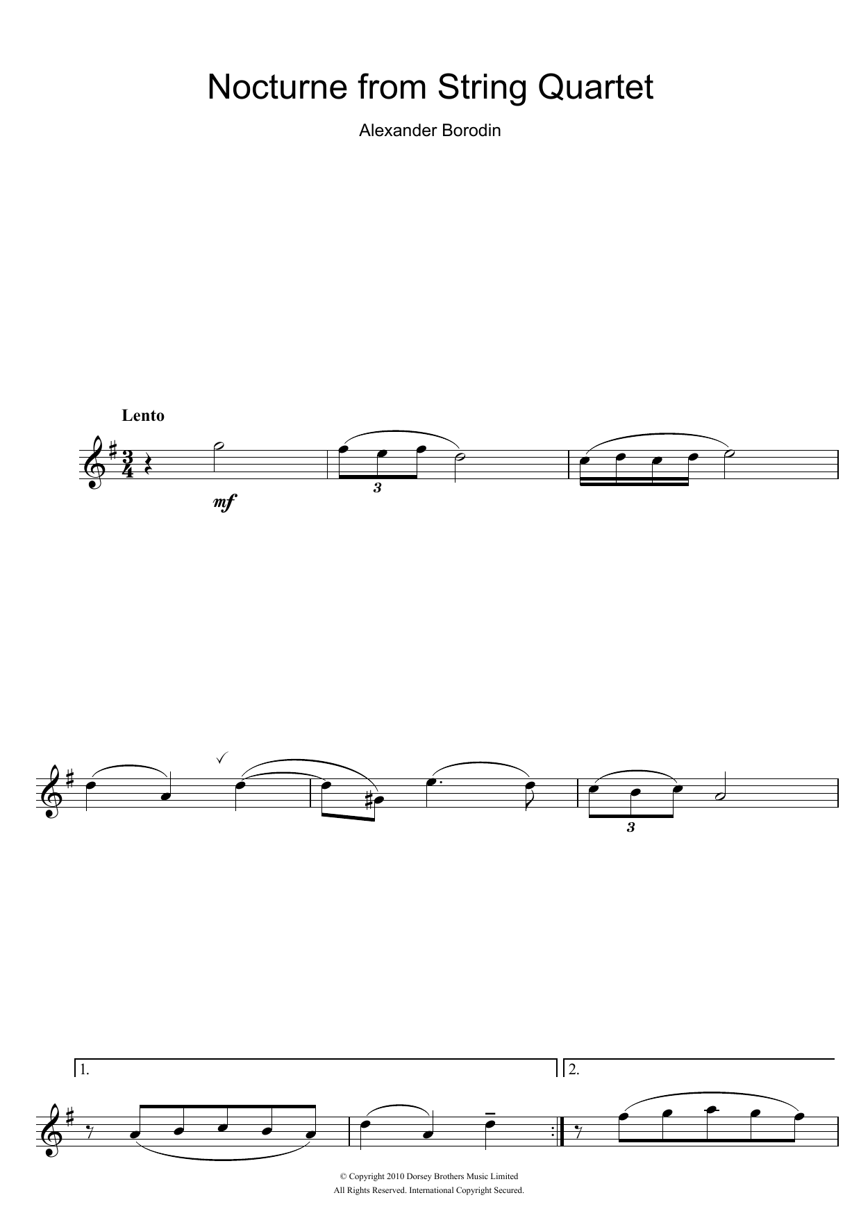 Product gallery: Page 1 of 1 Nocturne From String Quartet No.2, Alexander Borodin