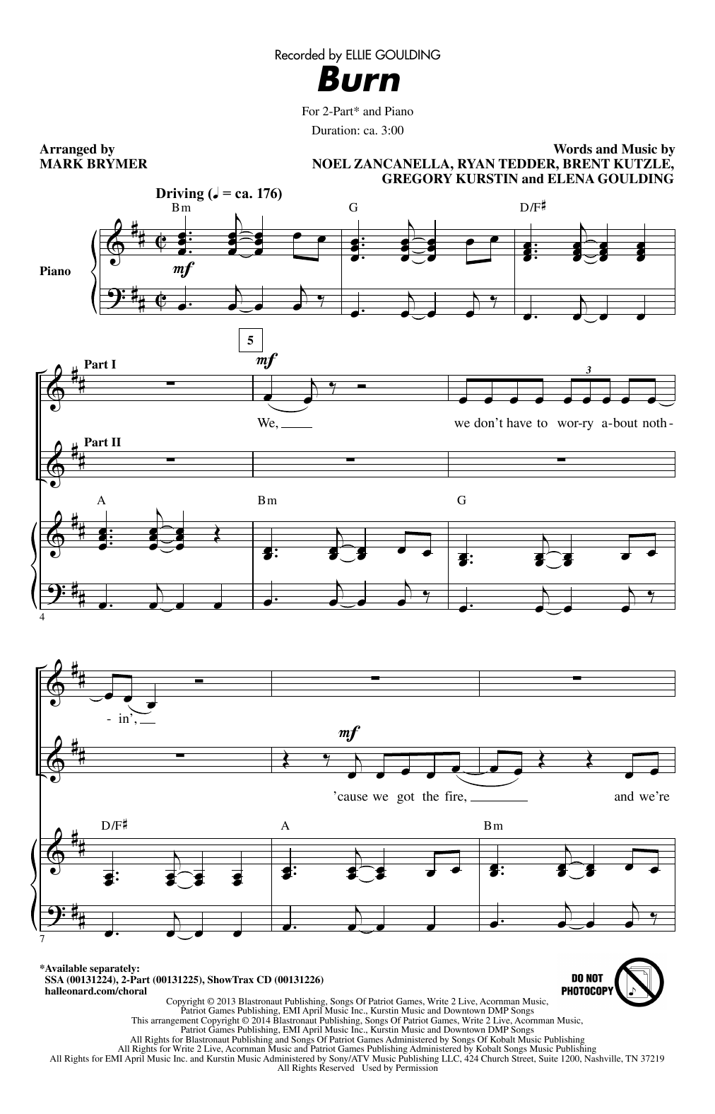 Produktgalerie: Seite 1 von 1 Burn (arr. Mark Brymer), Ellie Goulding, Chor