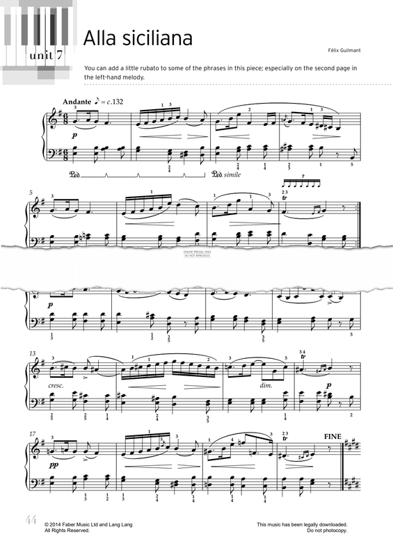 Produktgalerie: Seite 1 von 1 Alla Siciliana, Felix-Alexandre Guilmant, Klavier