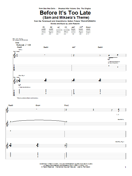 Product gallery: Page 1 of 1 Before It's Too Late (Sam And Mikaela's Theme), Goo Goo Dolls