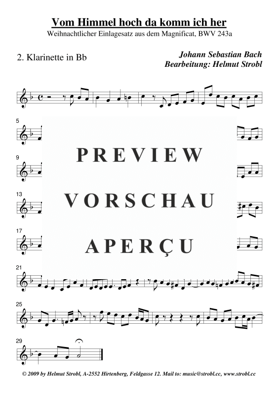 gallery: Vom Himmel hoch da komm ich her Einlagesatz, , Klarinettenquartett