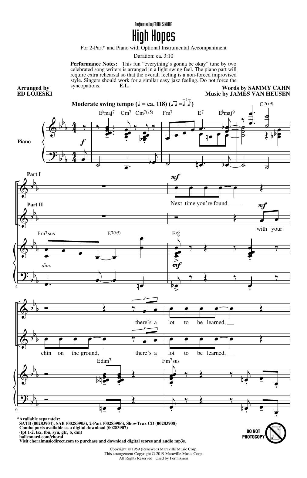 Produktbild zu: High Hopes (arr. Ed Lojeski)