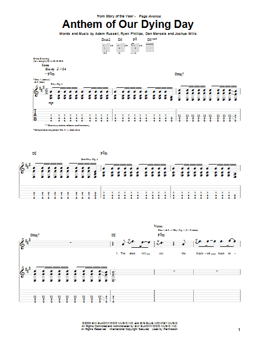 Produktgalerie: Seite 1 von 1 Anthem Of Our Dying Day, Story Of The Year, Gitarre