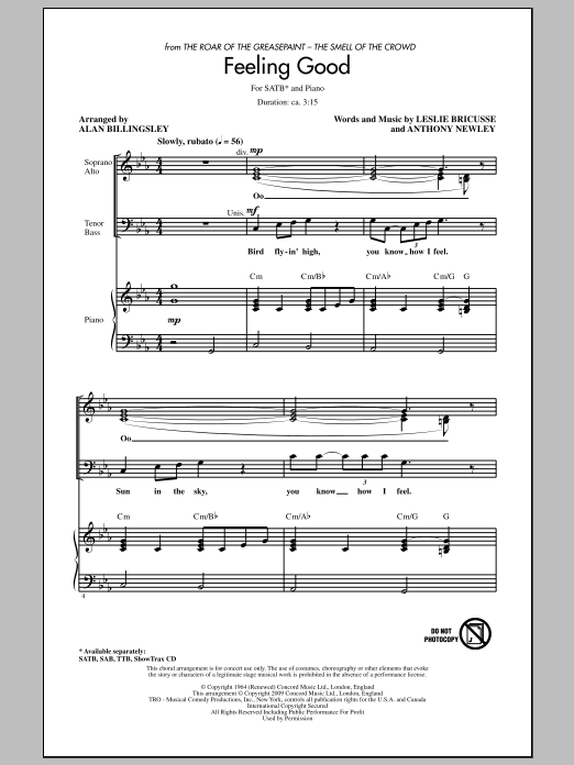 Product picture to: Feeling Good (arr. Alan Billingsley)