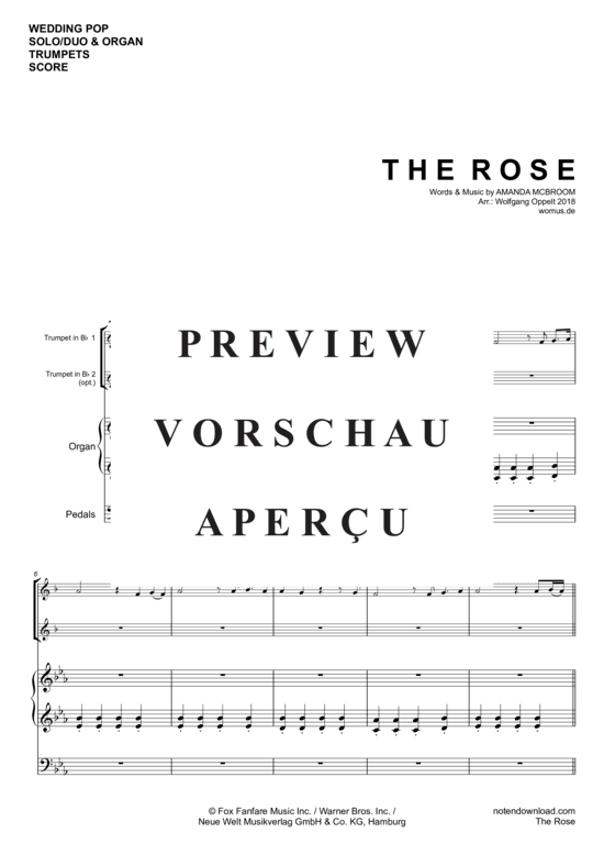 gallery: The Rose, , (1-2 Trompeten in B + Orgel)(Fassung in F-Dur)