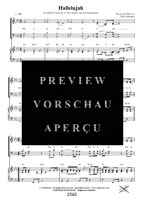 gallery: Hallelujah, , Gemischter Chor SATB/Solo opt. und Klavier