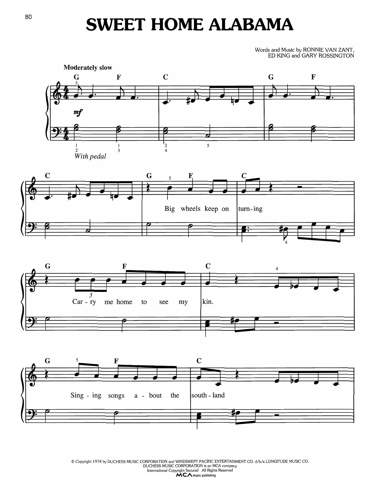 Produktgalerie: Seite 1 von 1 Sweet Home Alabama, Lynyrd Skynyrd, Klavier