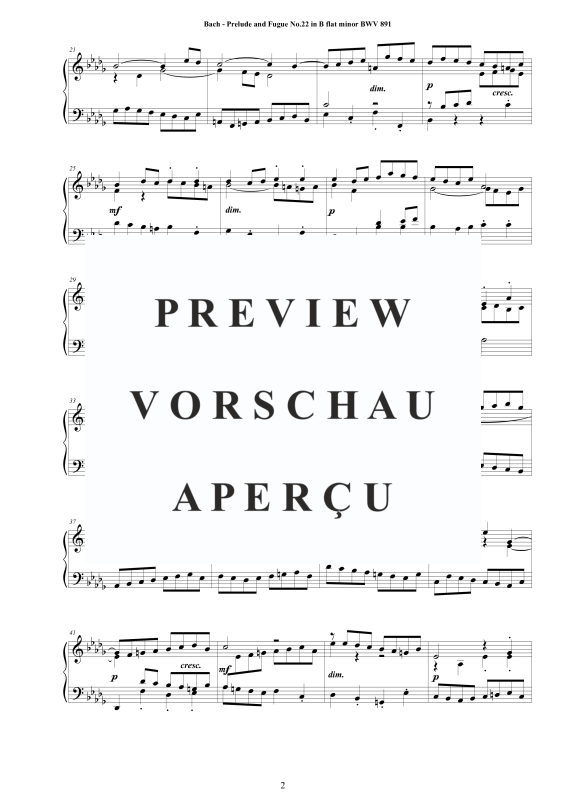 Product gallery: Page 3 of 11 Prelude and Fugue No. 22 in B flat minor BWV 891, , Solo Piano