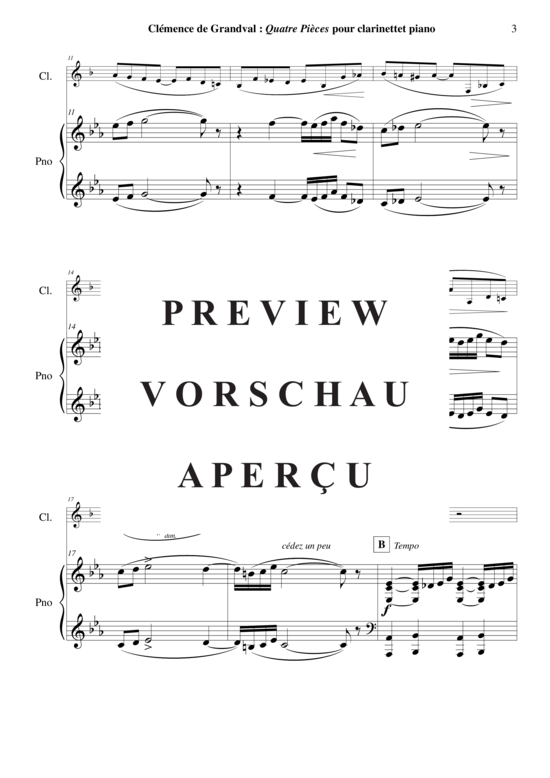 Product gallery: Page 4 of 21 Quatre Pièces , , (clarinet in Bb + piano)