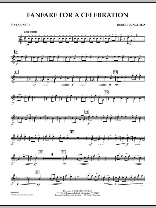 Produktgalerie: Seite 1 von 1 Fanfare For A Celebration - Bb Clarinet 1, Robert Longfield, Ensemble